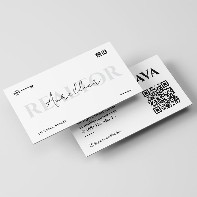 Minimal Realtor Realty Hypothekenmakler Schlüssels Visitenkarte (Minimal Realtor Realty Mortgage Broker Key Script Business Card
)