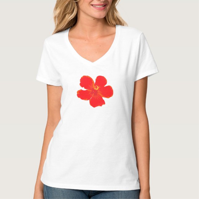 Minimal Red Blume Sommer T - Shirt (Vorderseite)