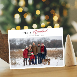 Minimal Red Feliz Navidad Spanisches Weihnachtsfes Feiertagskarte