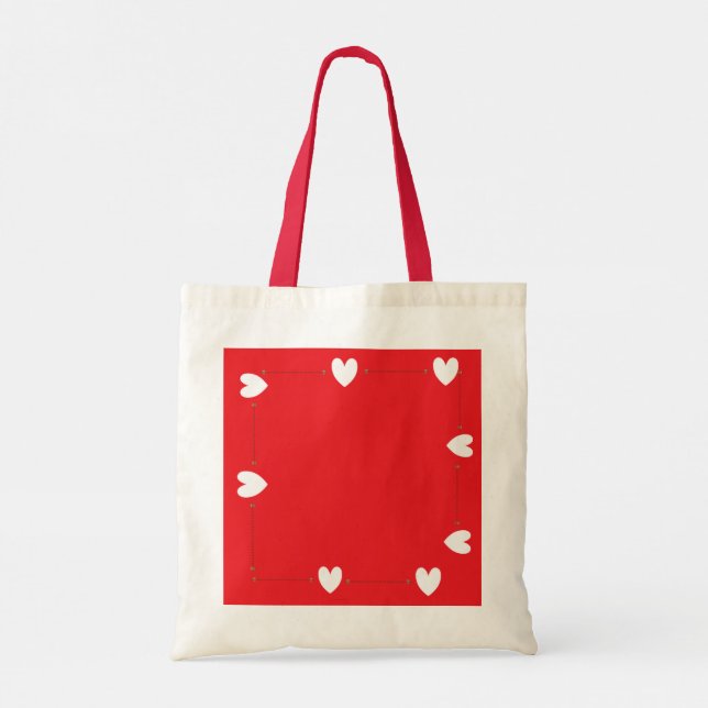 Minimal Red Heart Tote Bag – Cute Love Design Tragetasche (Rückseite)