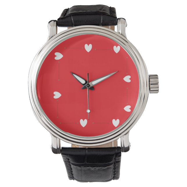 Minimal Red Heart Watch – Elegant Love Design Armbanduhr (Vorderseite)