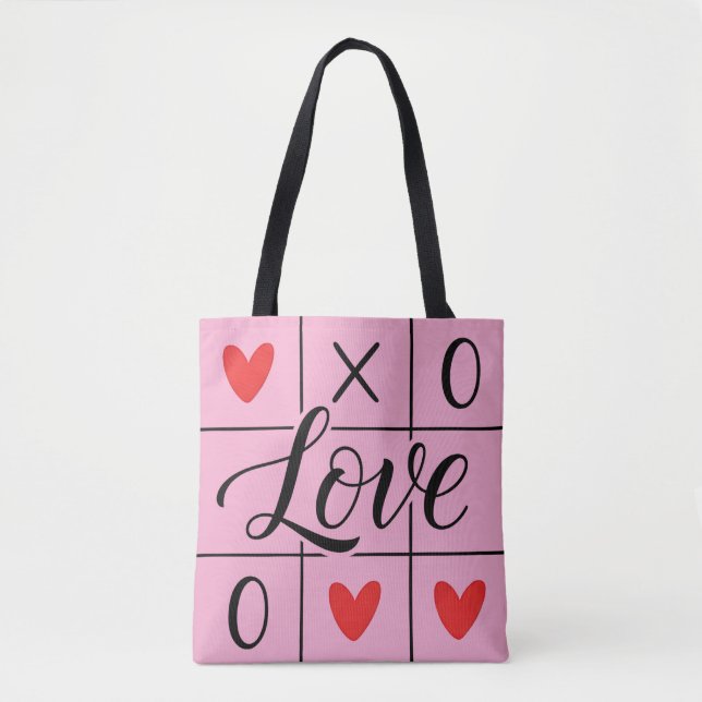 Minimal Red Hearts Love Tote Bag (Vorderseite)