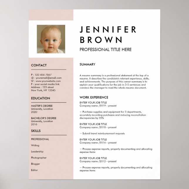 Minimal resume cv with photography digital poster (Vorne)