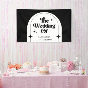 Minimal Retro Arch Black and White Wedding Banner