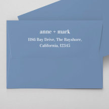Minimal Retro Blue Wedding Envelope