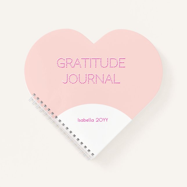 Minimal Retro Blush Rosa Herz Dankesblatt Notizbuch (Vorderseite)