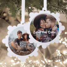 Minimal Retro Hochzeit Save the Date QR Weihnachte