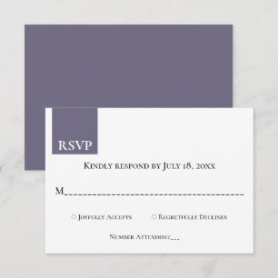 Minimal Retro Lila Gold Monogram Klassische Hochze RSVP Karte