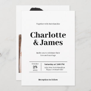 Minimal Retro Modernes Foto Skript Hochzeit Einladung