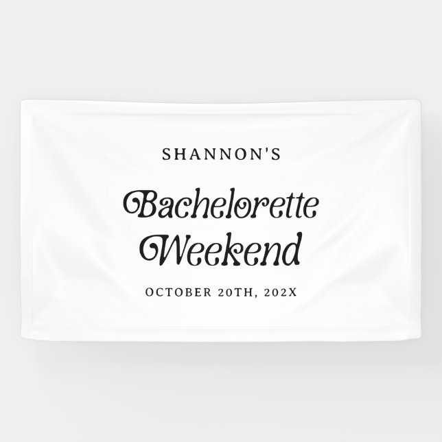 Minimal Retro Schwarz und Weiß Bachelorette Wochen Banner (Horizontal)