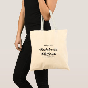 Minimal Retro Schwarz und Weiß Bachelorette Wochen Tragetasche