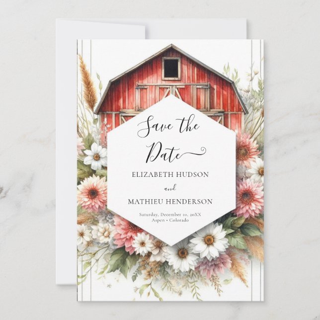 Minimal Romance Barnyard Wedding Save The Date (Vorderseite)