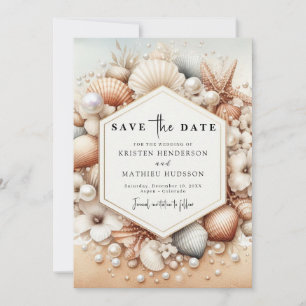 Minimal Romantischer Strand Hochzeit Save The Date