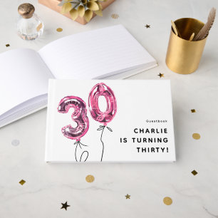 Minimal Rosa 30 Ballon 30. Geburtstagsfeier Gästebuch