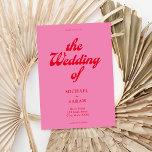 Minimal rosa Retro Hochzeit Einladung<br><div class="desc">Retro Hochzeitseinladung mit moderner Retrotypografie in Rosa und Rot.</div>
