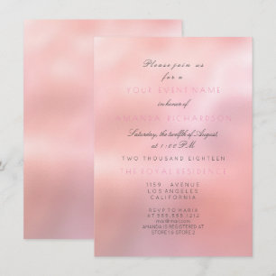 Minimal Rosa Rose Glitzer Elegant Bridal Princess Einladung