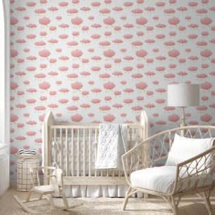 Minimal Rosa Wolken Goldene Sterne Mädchen-Kinderz Tapete