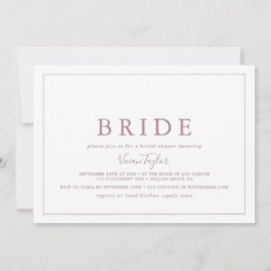 Minimal Rose Gold Horizontal Bride Brautparty Einladung