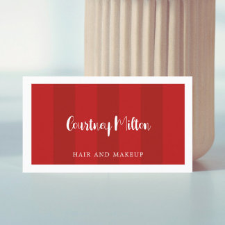 Minimal Rote Streifen Weiße Schönheitshaare Makeup Visitenkarte