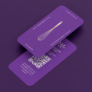 Minimal Royal Lila Baker Caterer Koch Whisk Visitenkarte