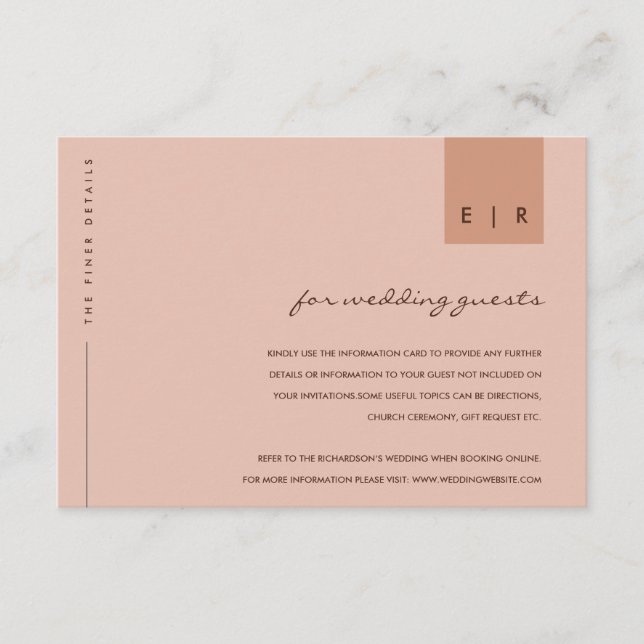 MINIMAL RUST PEACH TYPOGRAPHY WEDDING DETAILS ENCL BEGLEITKARTE (Vorderseite)