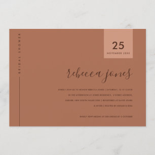 MINIMAL RUST TERRACOTTA TYPOGRAPHY BRAUTPARTY EINLADUNG