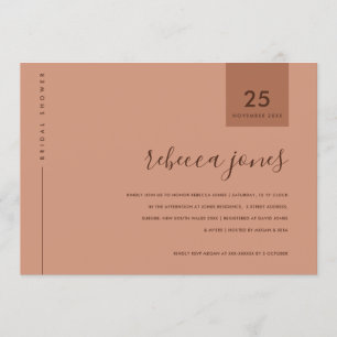 MINIMAL RUST TERRACOTTA TYPOGRAPHY BRAUTPARTY EINLADUNG