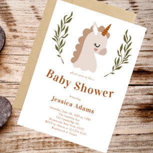 Minimal Rustic Boho Unicorn Babydusche Einladung