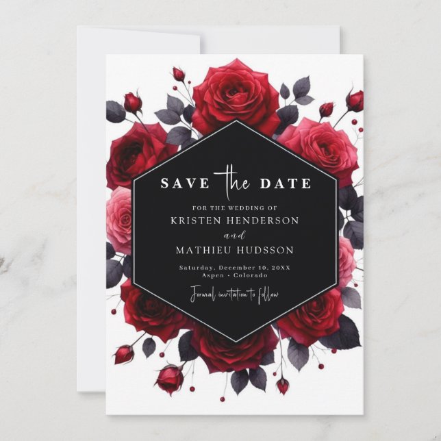 Minimal Rustic Crimson Red Wedding Save The Date (Vorderseite)