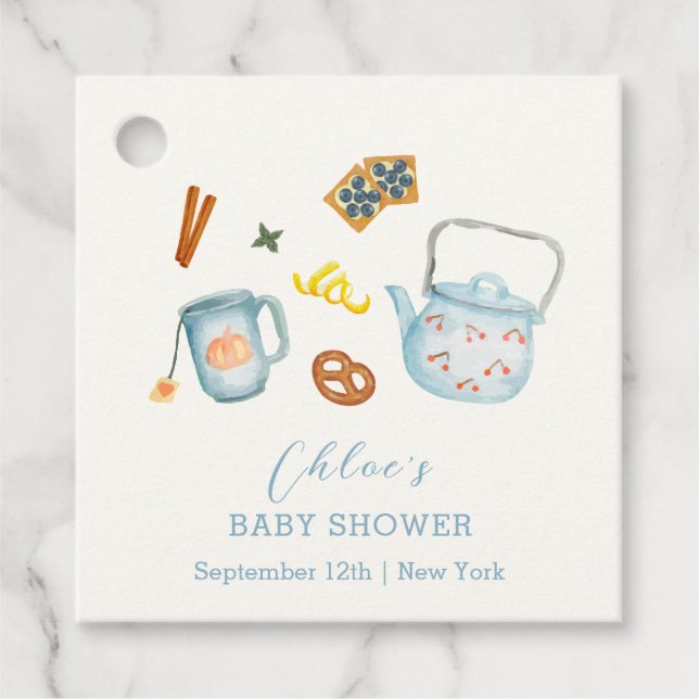 Minimal rustikale Par-Tee-Cookie Kinderdusche Geschenkanhänger (Vorderseite)