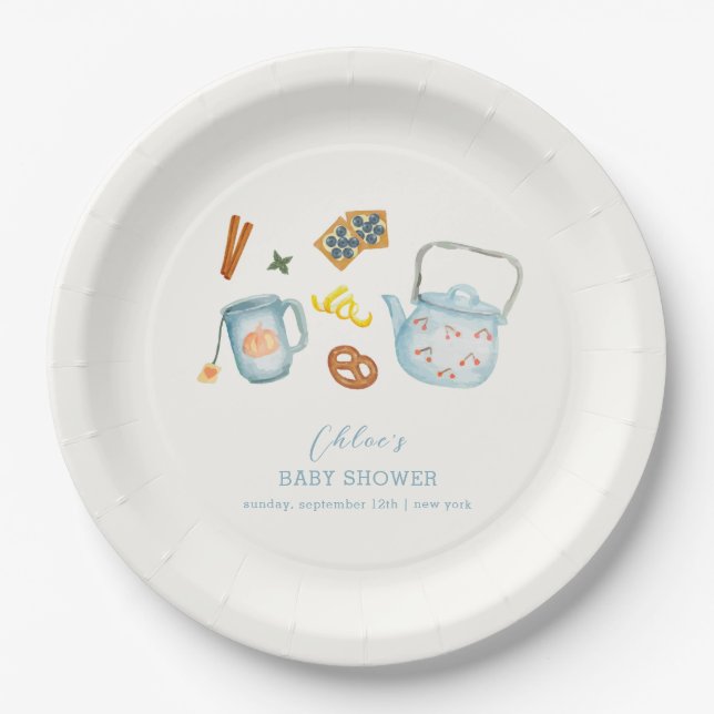 Minimal rustikale Par-Tee-Cookie Kinderdusche Pappteller (Vorderseite)