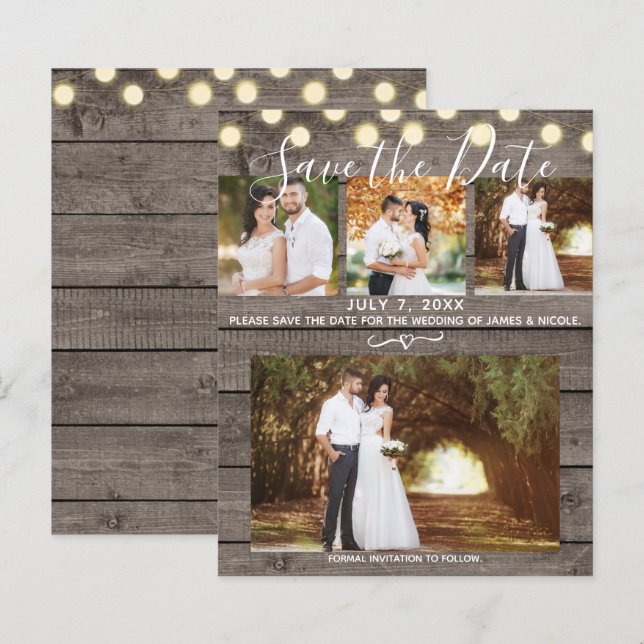 Minimal rustikales Holz & Licht 4 Foto Save the Da (Vorne/Hinten)