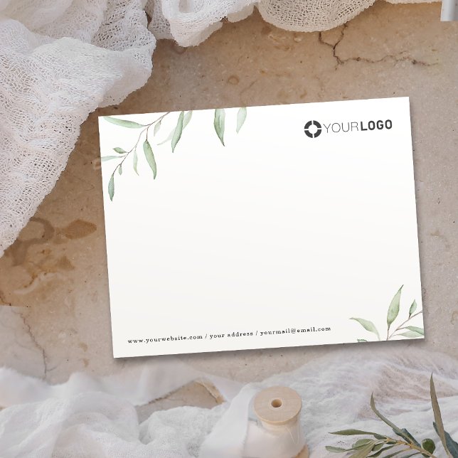Minimal rustikales Logo Business Stationery Mitteilungskarte (Minimal rustic greenery logo business Stationery Note Card)