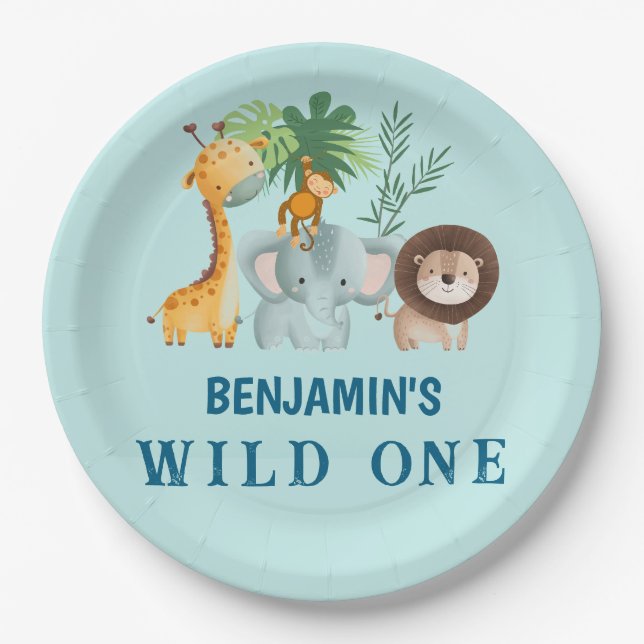 Minimal Safari Wild One birthday party  Pappteller (Vorderseite)