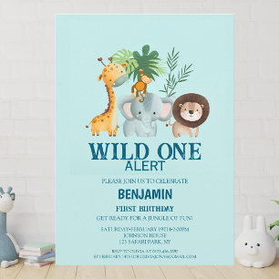 Minimal Safari Wild One Geburtstag Einladung