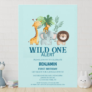 Minimal Safari Wild One Geburtstag  Einladung