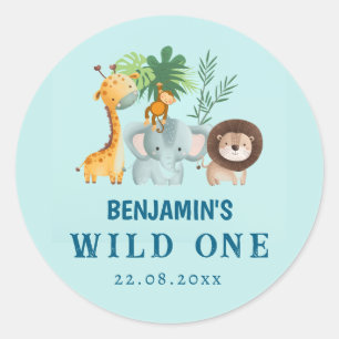 Minimal Safari Wild One Runder Aufkleber