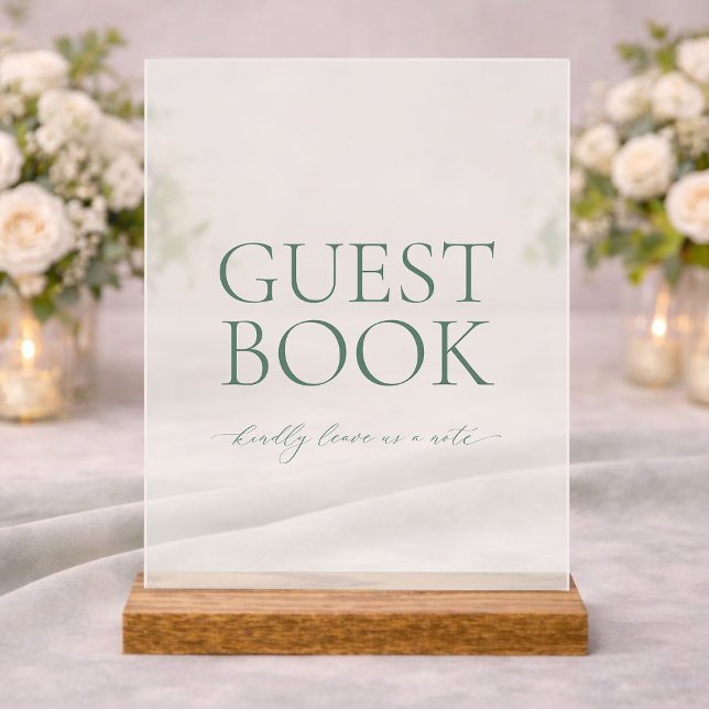 Minimal Sage Green Acrylic Wedding Guest Book Sign Acrylschild (Von Creator hochgeladen)