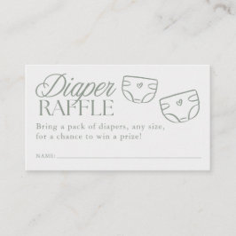 Minimal Sage Green Baby Shower Diaper Raffle Begleitkarte
