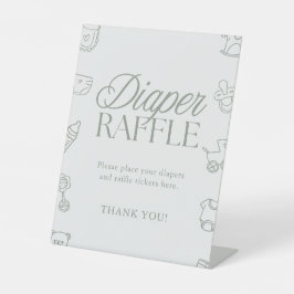 Minimal Sage Green Baby Shower Diaper Raffle Sign Sockelschild