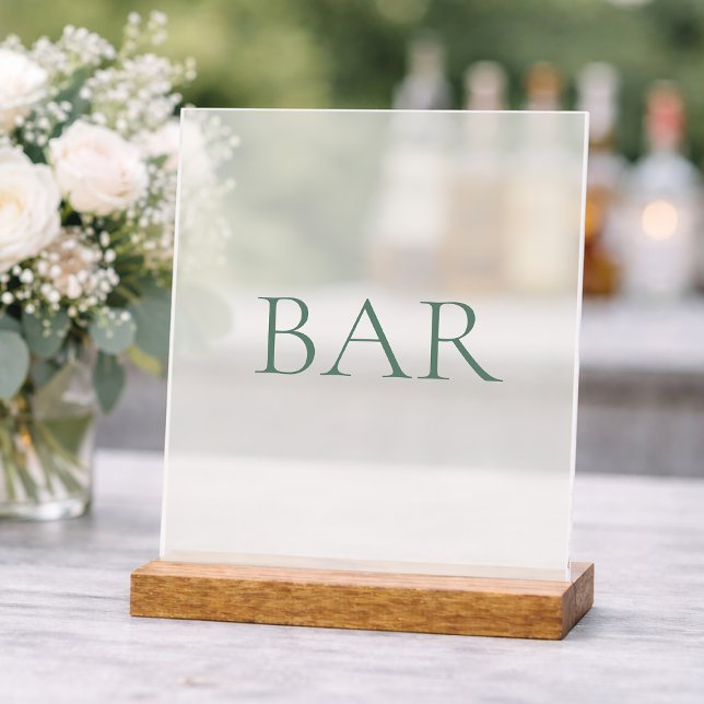 Minimal Sage Green Bar Acrylschild (Von Creator hochgeladen)