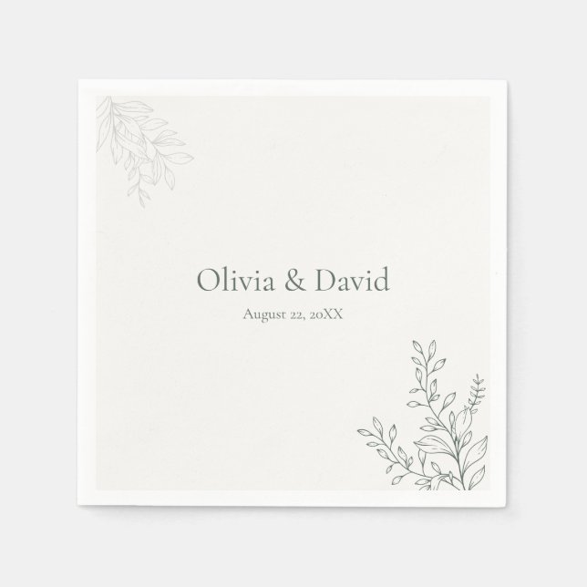 Minimal Sage Green Botanical Wedding Napkin Serviette (Vorderseite)