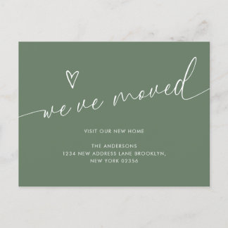 Minimal Sage Green Heart Skript Wir haben bewegt B Postkarte