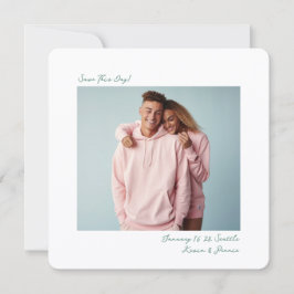 minimal sage green Insta Film Photo Wedding Save The Date