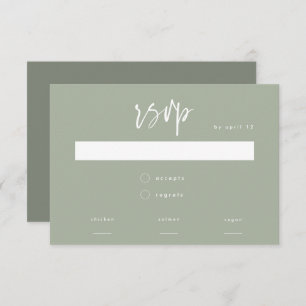 Minimal Sage Green Script Auswahl Meal Hochzeit RSVP Karte