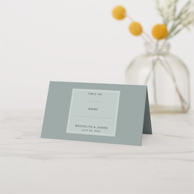 Minimal Sage Green Table Number Platzkarte (Vorderseite)