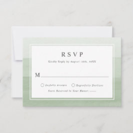 Minimal Sage Green Watercolor Ombre Wedding RSVP Karte