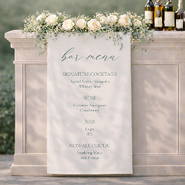 Minimal Sage Green Wedding Bar Menu Sign Banner