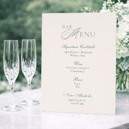 Minimal Sage Green Wedding Bar Menu Sign Einladung