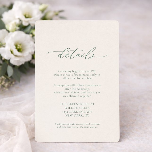 Minimal Sage Green Wedding Details Card  Einladung (Von Creator hochgeladen)